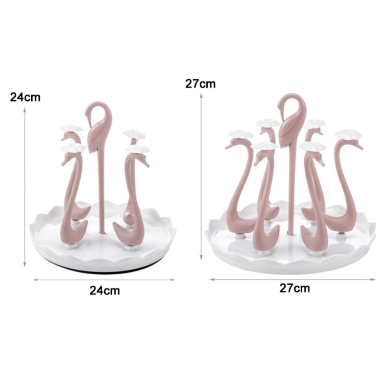 Home Portable Drainer Cup Holder With Rotatable Tray, Specification: Six Cups(Light Pink)