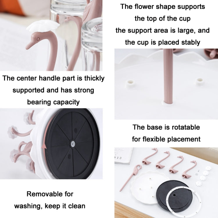Home Portable Drainer Cup Holder With Rotatable Tray, Specification: Six Cups(Light Pink)