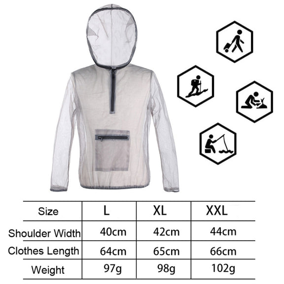 Jungle Expedition Breathable Insect-proof Jacket With Hood Anti-bite Mesh Gauze Cloth, Size: L