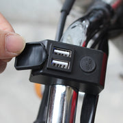 Motorcycle Dual USB Mobile Phone Charger 5V 3A Fast Charging(Black)