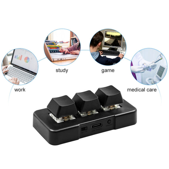 MK321 3 Keys Custom Keys Game Office PS Clip Macro Programming Keypad, Cable Length: 1.5m(Black)