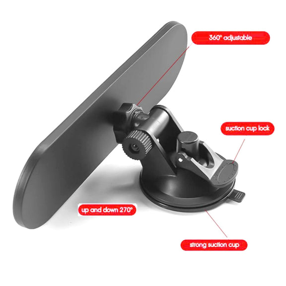 CZC-220 Car Strong Suction Cup Big Vision Flat Rearview Mirror(Blue Mirror)