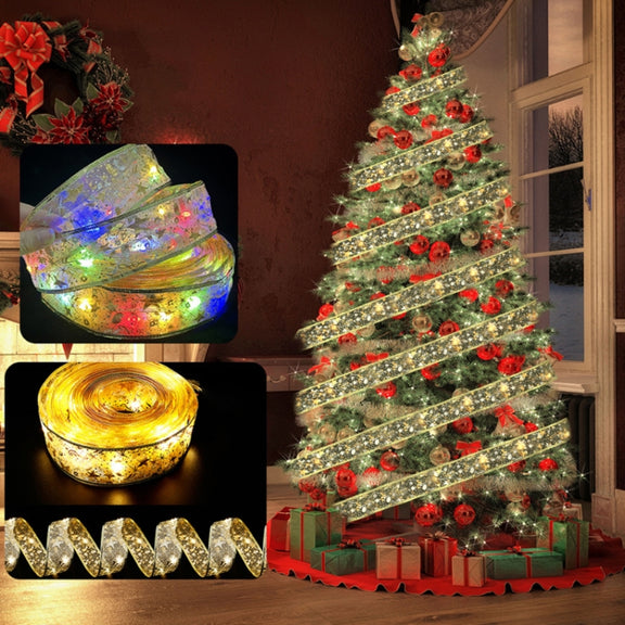 Christmas LED Lights Bronzing Double Ribbon String Lights, Specification: 5m(Silver Color Light)