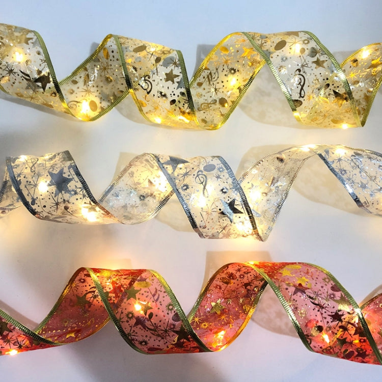 Christmas LED Lights Bronzing Double Ribbon String Lights, Specification: 10m(Gold Warm Light)