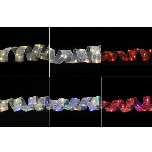 Christmas Ornament Double Light Board Yarn Ribbon String Lights, Specification: 20m(Silver Color Light)