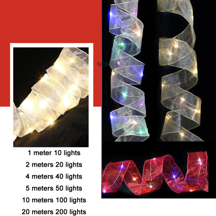 Christmas Ornament Double Light Board Yarn Ribbon String Lights, Specification: 20m(Silver Color Light)