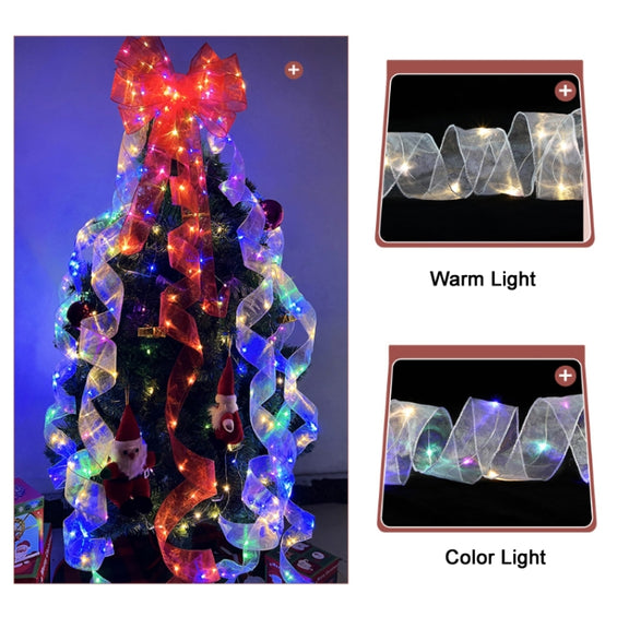 Christmas Ornament Double Light Board Yarn Ribbon String Lights, Specification: 20m(Silver Color Light)