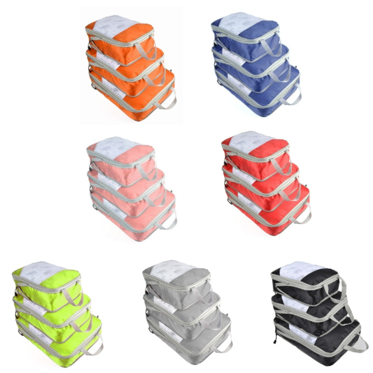 3 PCS/Set Travel Water-resistant Compression Clothes Storage Bag(Gray With Net)