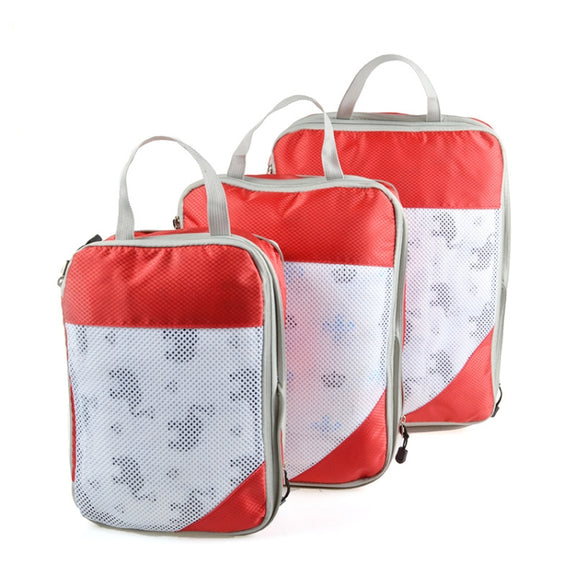 3 PCS/Set Travel Water-resistant Compression Clothes Storage Bag(Gray With Net)