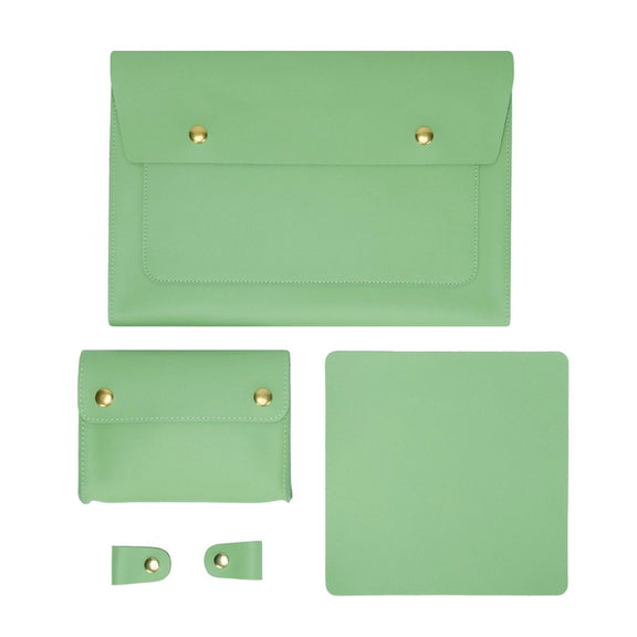 S178 3 In 1 Leather Water-resistant Laptop Liner Bag, Size: 14 inches(Avocado Green)