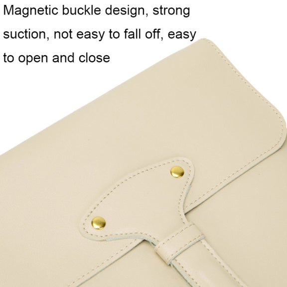 S177 3 In 1 Leather Water-resistant Laptop Liner Bags, Size: 13 inches(Light Yellow)