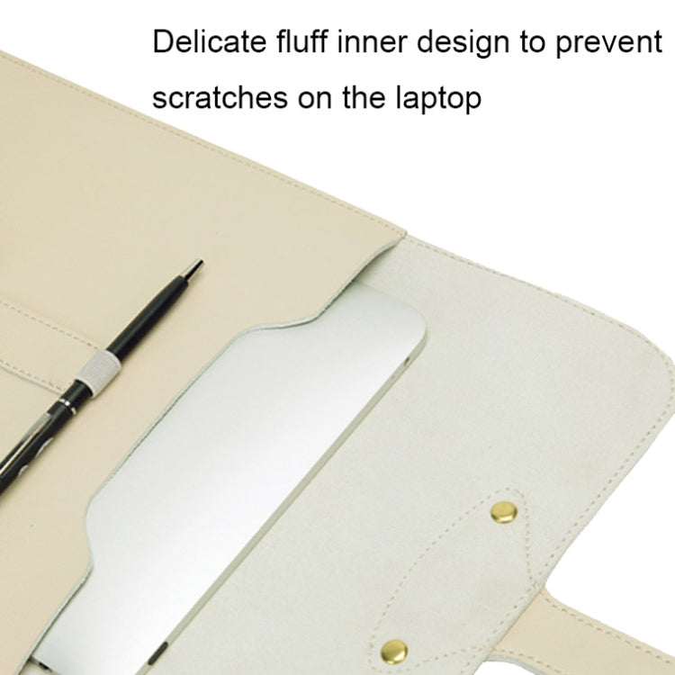 S177 3 In 1 Leather Water-resistant Laptop Liner Bags, Size: 13 inches(Light Yellow)