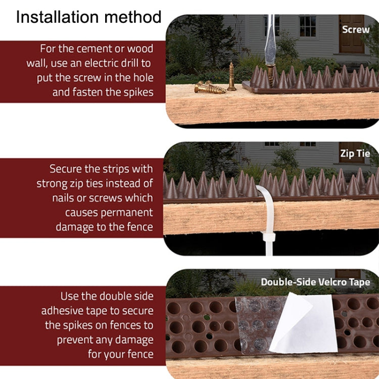 Plastic Bird Repellent Thorns Fence Anti-climb Nails(Brown)