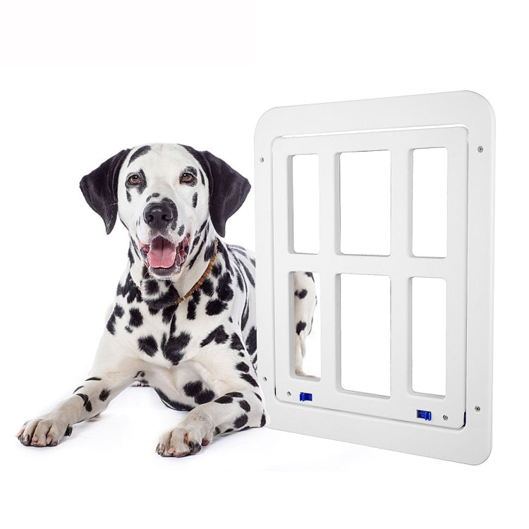 34cmx 44cm  Pet Plaid Door For Screen Window Door Hole With Automatic Closure Lockable(White)
