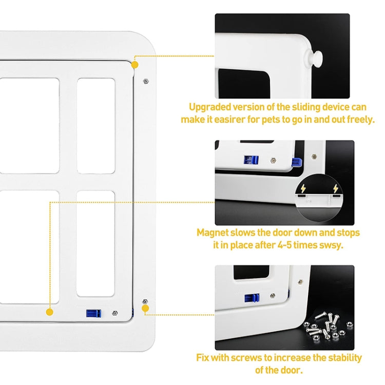34cmx 44cm  Pet Plaid Door For Screen Window Door Hole With Automatic Closure Lockable(White)