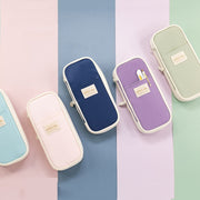 Angoo Macaron Double-layer Retractable Large-capacity Pencil Case Stationery Box(Dark Blue)