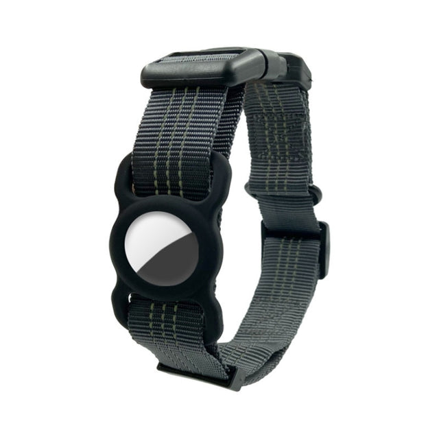PUGGA GG1002 Polyester Dog GPS Device Protector Collar For AirTag, Size: M(Deep Gray)