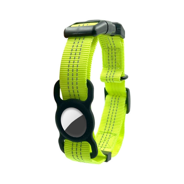 PUGGA GG1002 Polyester Dog GPS Device Protector Collar For AirTag, Size: L(Fluorescent Green)