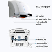Interhasa  220V 1800W Hot and Cold Switching Electric Hand Dryer,Model: A1002 White,CN Plug