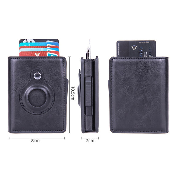 X-80 RFID Anti-theft Brushed Leather Card Holder For AirTag(Black)