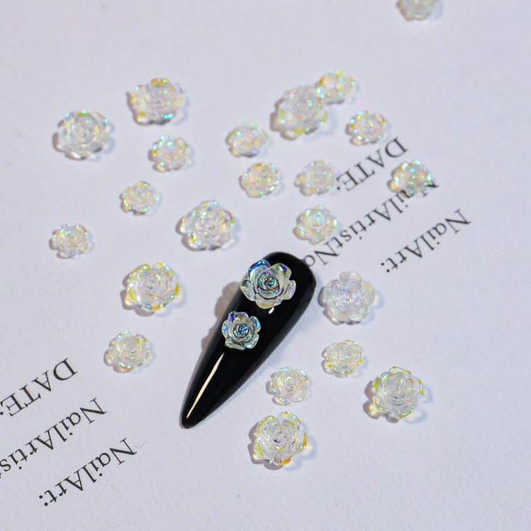 SP0473 30Pcs/Pack 3D Camellia Nail Art Decorative Rhinestones(Light Change)