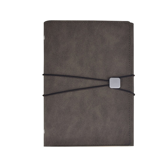 A5 Business Loose-leaf Notebook Office Stationery Leather PU Notepad(Light Coffee)
