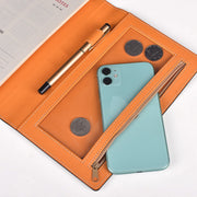 A5 Business Loose-leaf Notebook Office Stationery Leather PU Notepad(Red Brown)