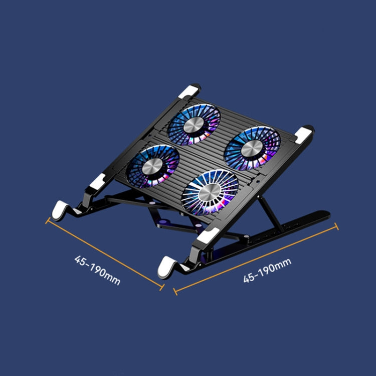 Laptop Radiator Bracket Folding Storage Air-cooled Cooling Base,Style: Four Fan