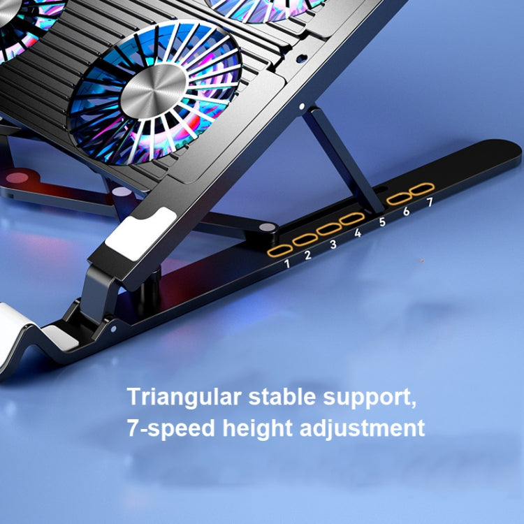 Laptop Radiator Bracket Folding Storage Air-cooled Cooling Base,Style: Four Fan