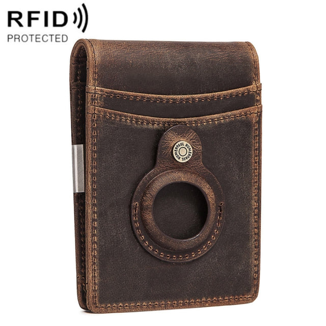 HUMERPAUL BP993 RFID Anti-Theft Brush Pocket Card Bag Suitable For AirTag(Dark Brown)