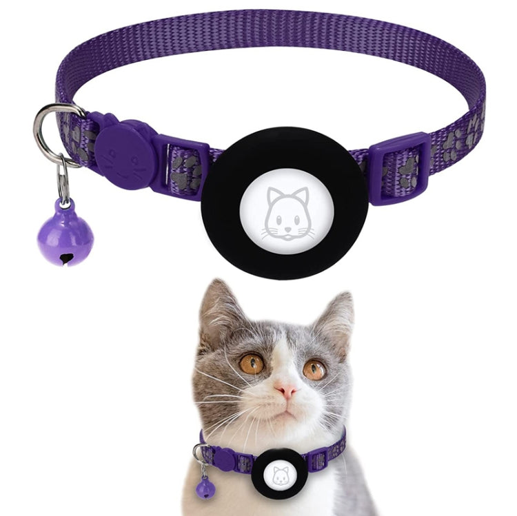 Pet Cat Reflective Collar with Bell for Airtag Tracker(Purple)