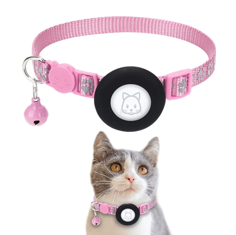 Pet Cat Reflective Collar with Bell for Airtag Tracker(Pink)