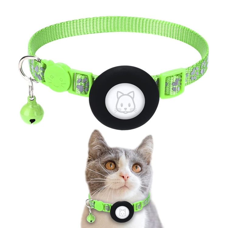 Pet Cat Reflective Collar with Bell for Airtag Tracker(Light Green)