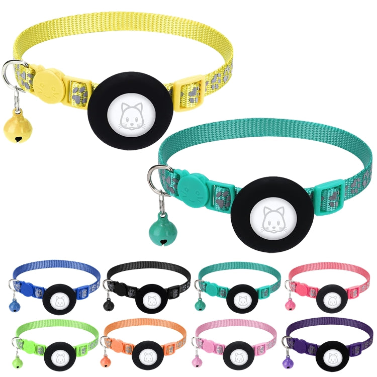 Pet Cat Reflective Collar with Bell for Airtag Tracker(Black)
