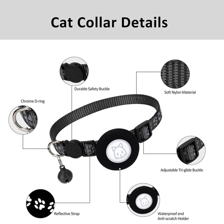 Pet Cat Reflective Collar with Bell for Airtag Tracker(Purple)