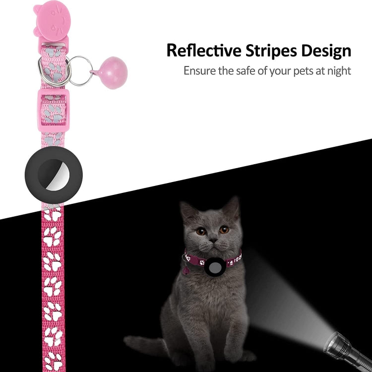 Pet Cat Reflective Collar with Bell for Airtag Tracker(Purple)