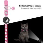 Pet Cat Reflective Collar with Bell for Airtag Tracker(Purple)