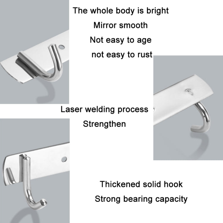 304 Stainless Steel No Punching Door Rear Coat Hook, Specification: 3 Hooks