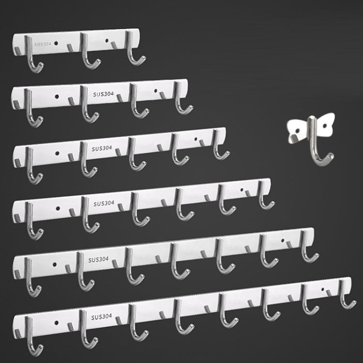 304 Stainless Steel No Punching Door Rear Coat Hook, Specification: 4 Hooks