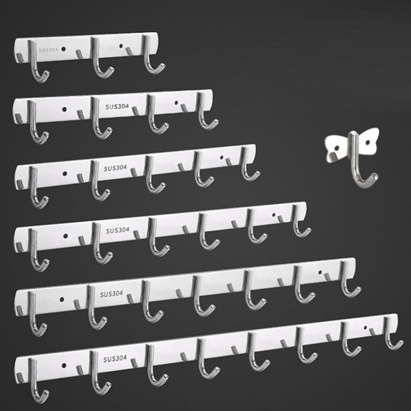 304 Stainless Steel No Punching Door Rear Coat Hook, Specification: 4 Hooks