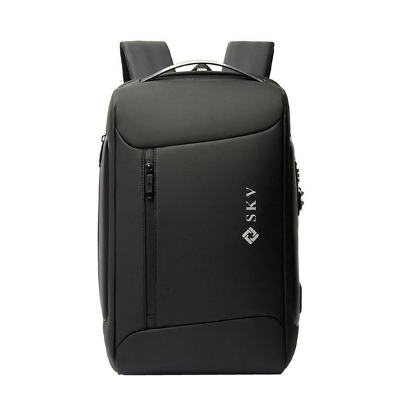 SKV B20430 Men Large Capacity Commute Computer Bag Business Casual Backpack(Black)