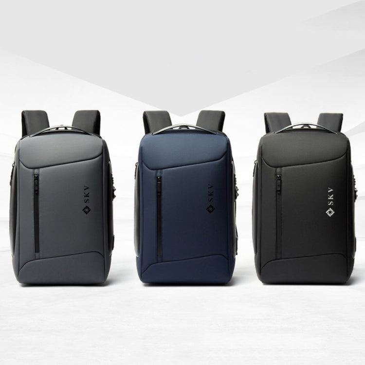 SKV B20430 Men Large Capacity Commute Computer Bag Business Casual Backpack(Black)