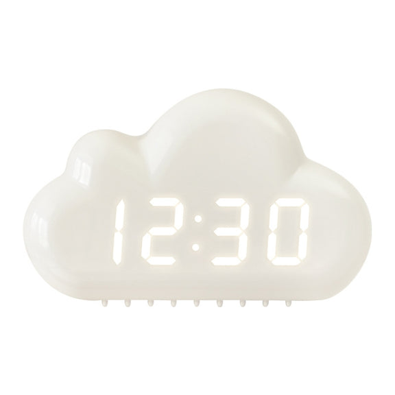 1966 Cute Cloud Shape Voice-activated LED Bedside Alarm Clock(White)
