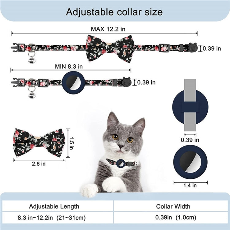 Anti-Lost Printed Bow Pet Collar with Bell for AirTag(Pink)