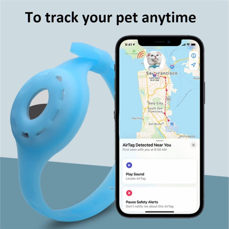 Pet Luminous Collar Locator Cover for Airtag, Specification: M(Luminous Blue)