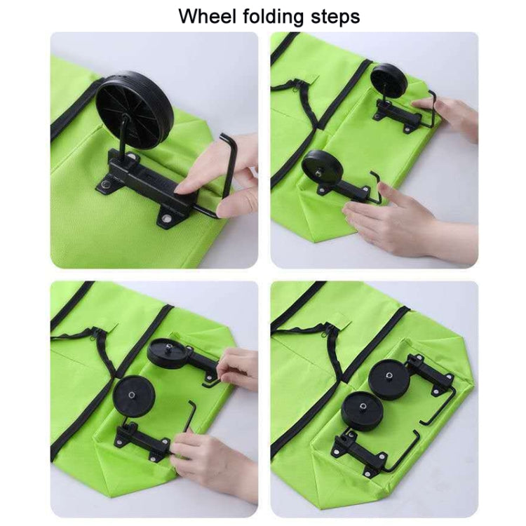 Portable Shopping Cart Foldable Tote With Wheels(Black)