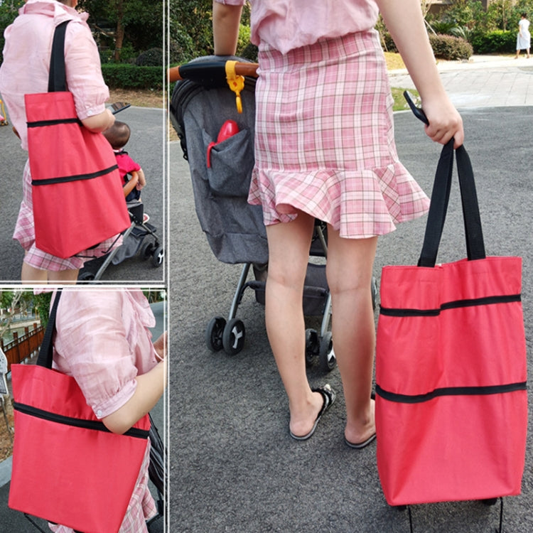 Portable Shopping Cart Foldable Tote With Wheels(Black)