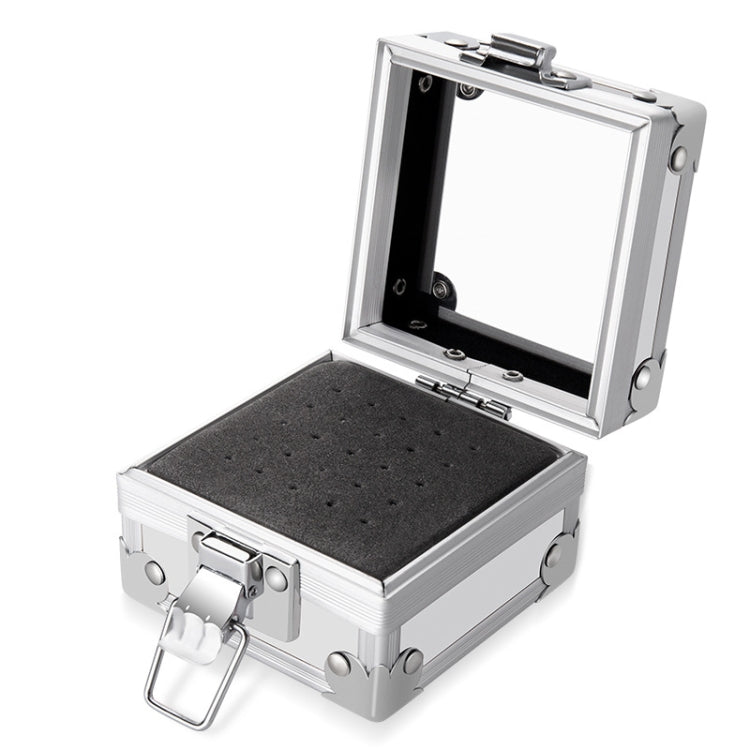 Nail Polishing Head 25 Holes Display Stand Dustproof Storage Box(Silver)