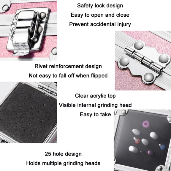 Nail Polishing Head 25 Holes Display Stand Dustproof Storage Box(Silver)