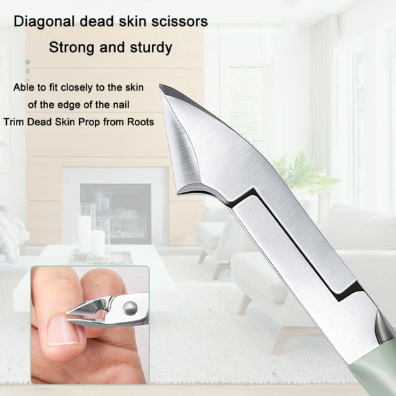 Stainless Steel Nail Clipper Nail Art Tool Set, Color: 12 PCS/Set (Green)